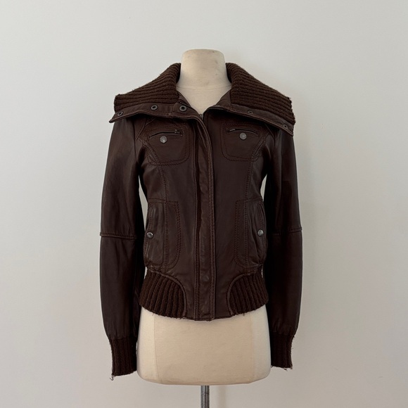 KORS Michael Kors Jackets & Blazers - KORS Michael Kors Brown Leather Bomber Jacket